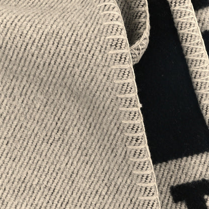 Hermes Wool Cashmere New Classic Avalon Blanket Ecru Gris Fonce 4 of 4