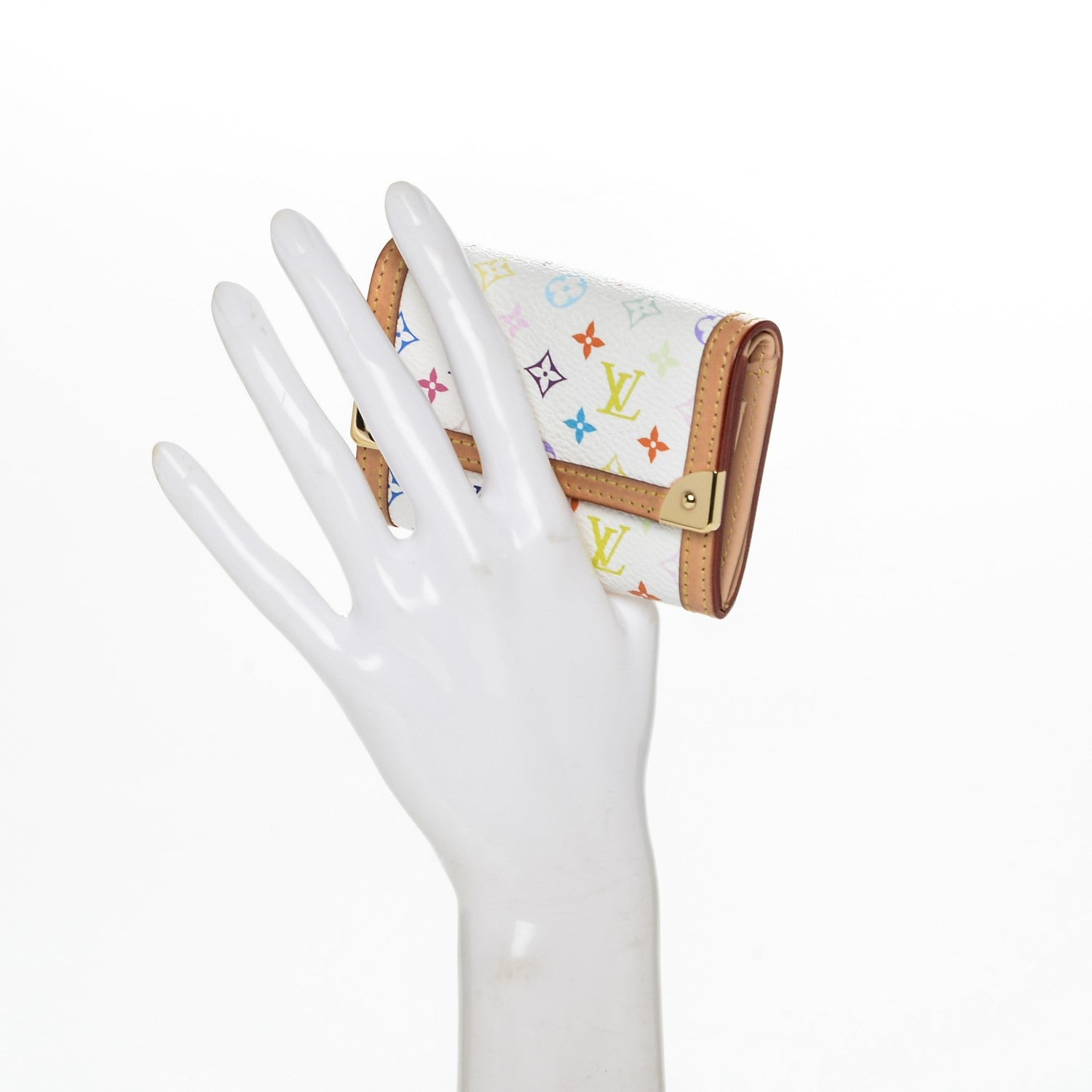 Louis Vuitton Monogram Multicolor Porte-Monnaie Plat Coin Purse White 2 of 6