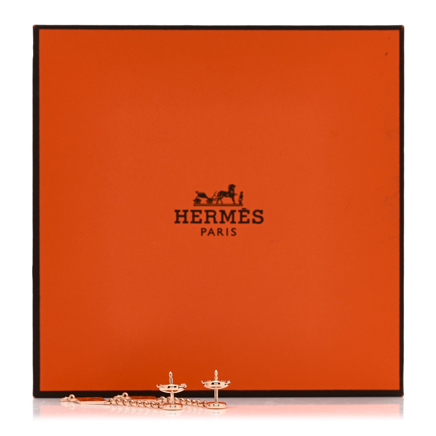 Hermes 18K Rose Gold Diamond Gambade Earrings 5 of 5