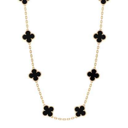 Van Cleef & Arpels 18K Yellow Gold Black Onyx 10 Motifs Vintage Alhambra Necklace 1 of 4