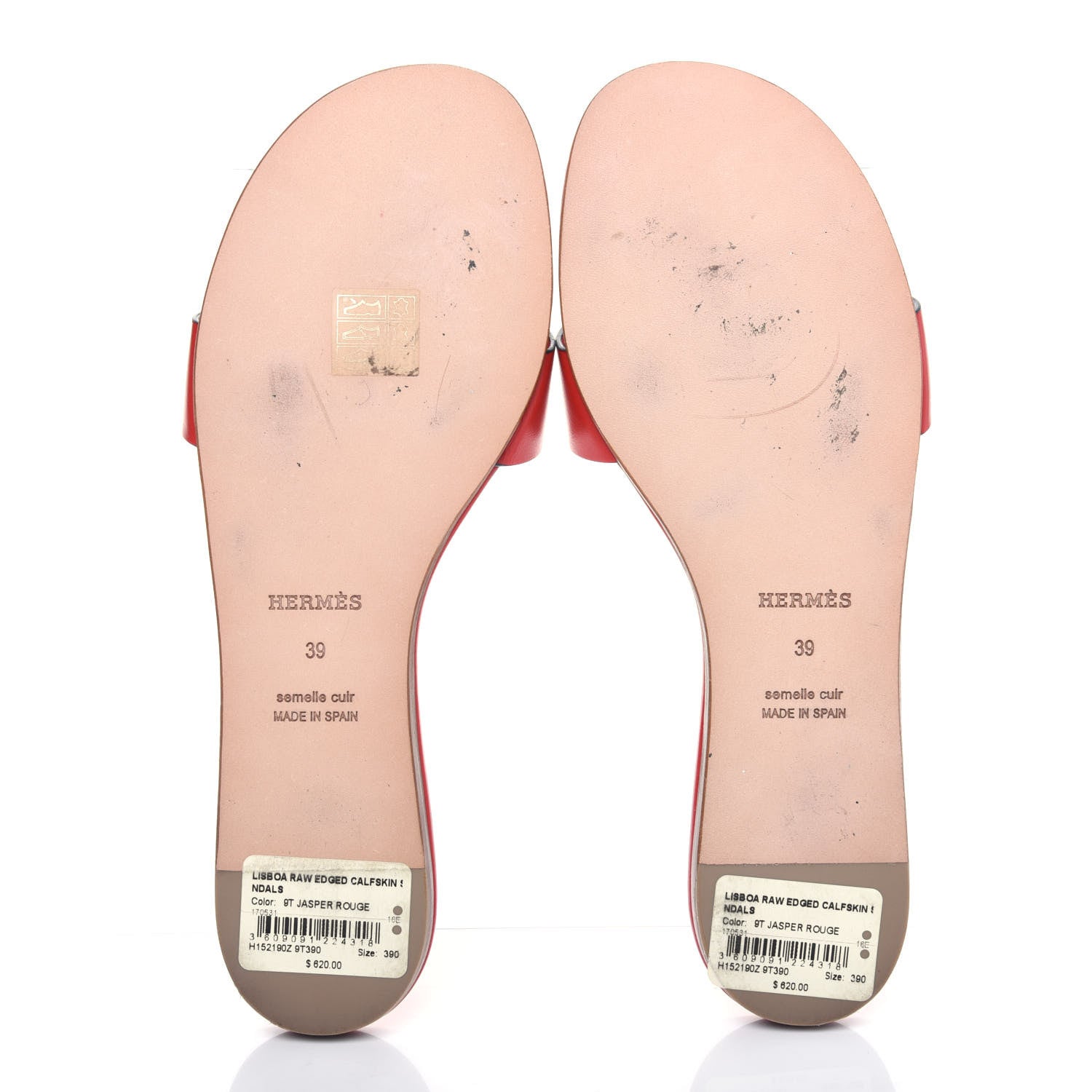 Hermes Calfskin Lisboa Sandals 39 Jasper Rouge 5 of 13