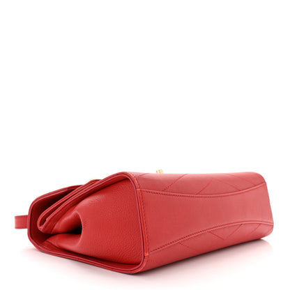Chanel Calfskin Chevron Quilted Casual Trip Flap Red 4 of 12