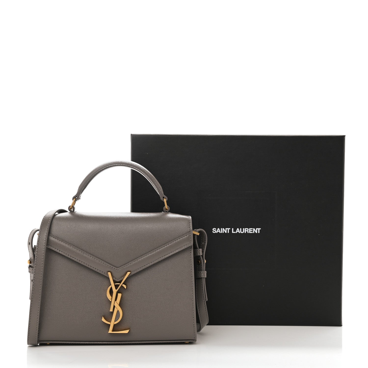 Saint Laurent Grain de Poudre Mini Classic Monogram Cassandra Top Handle Pebble 9 of 9
