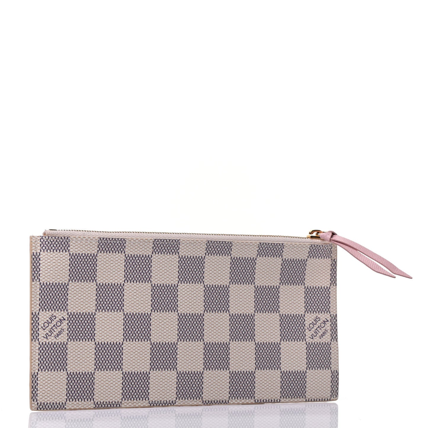 Damier Azur Felicie Chain Wallet Zippered Insert Rose Ballerine