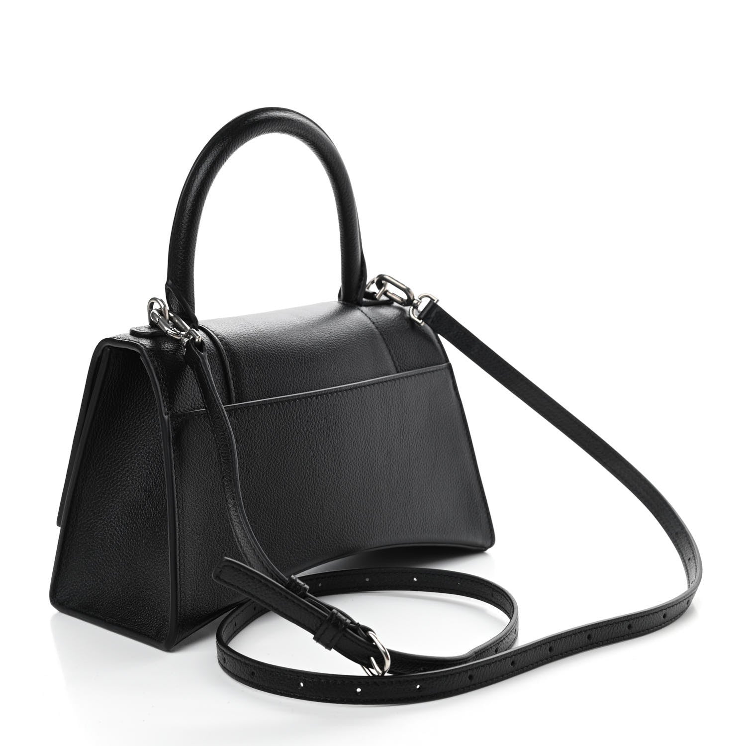 Balenciaga Grained Calfskin Small Hourglass Top Handle Bag Black 3 of 9