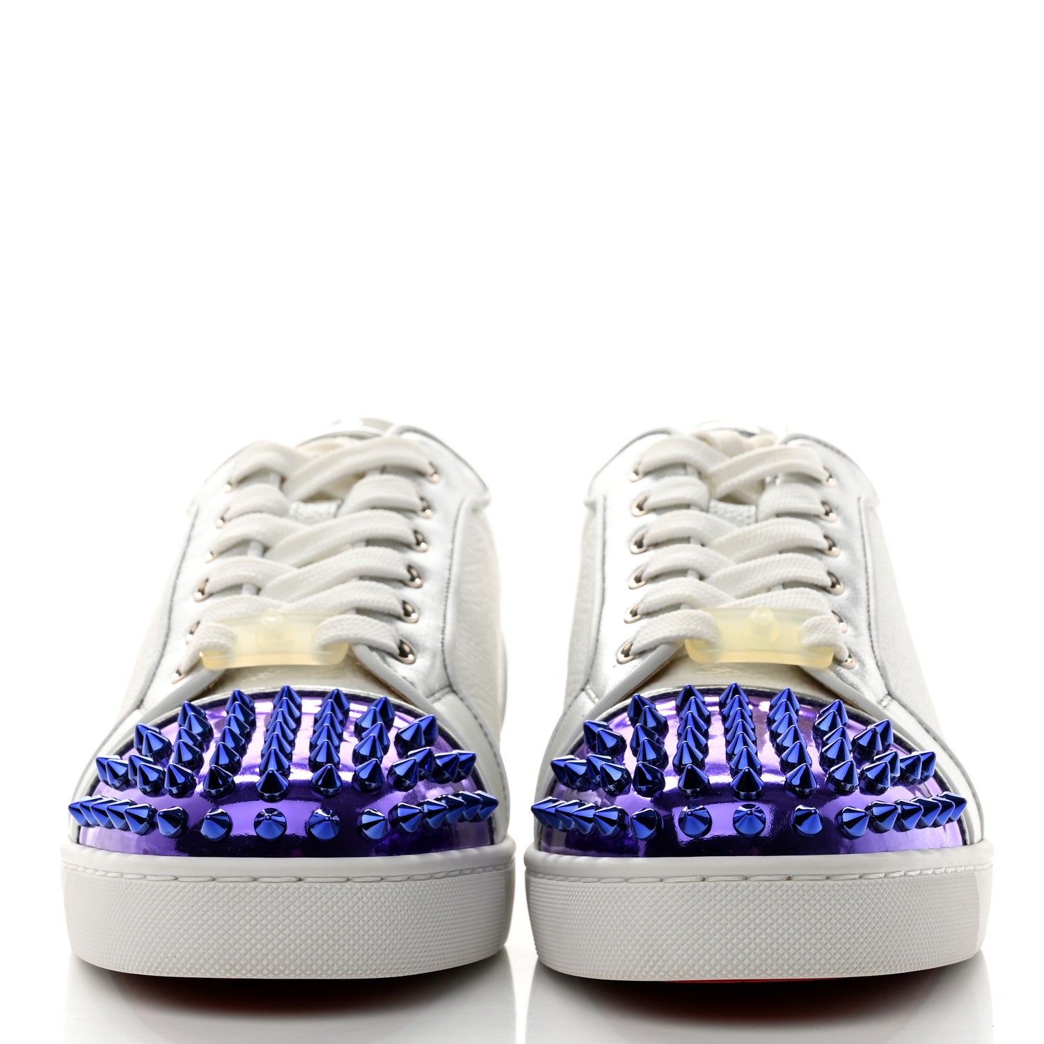 Christian Louboutin Grained Calfskin Patent Mens Louis Junior Spikes Orlato Flat Sneakers 40 Multi 2 of 7