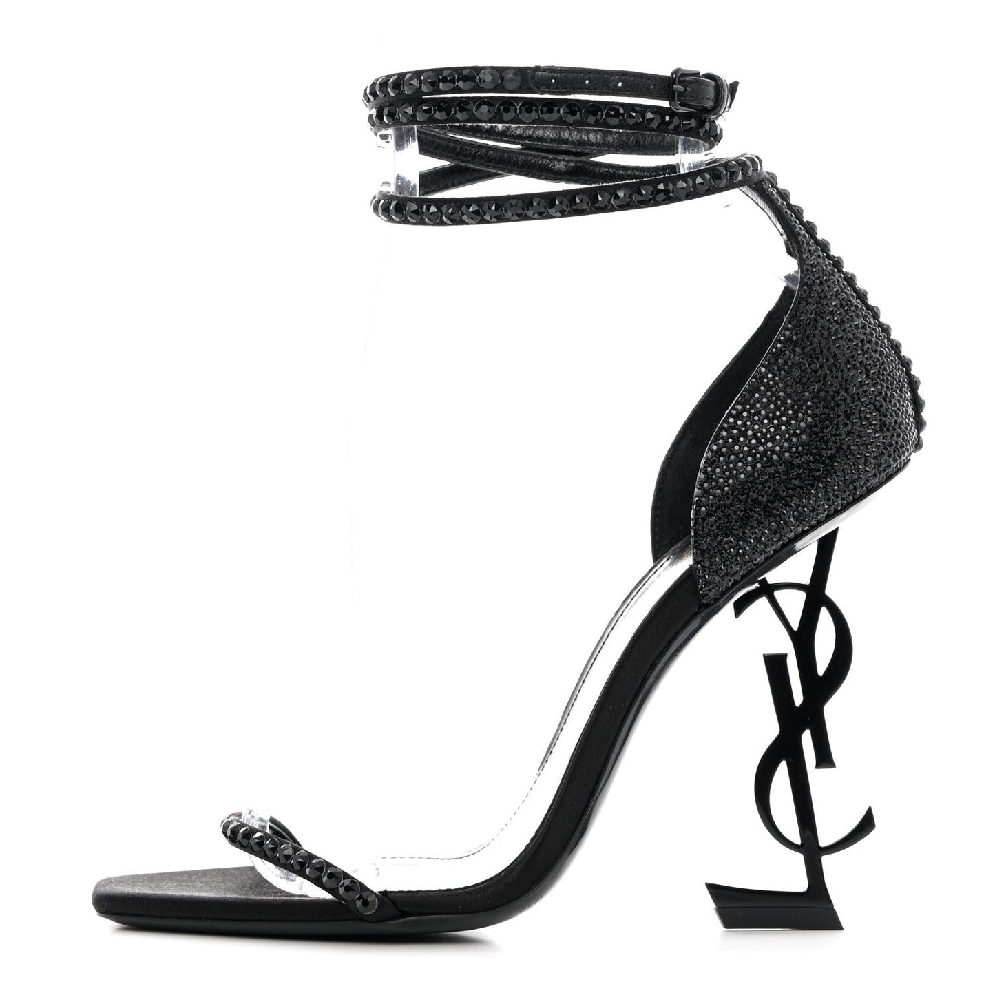 Satin Crystal Opyum Sandals 37.5 Black