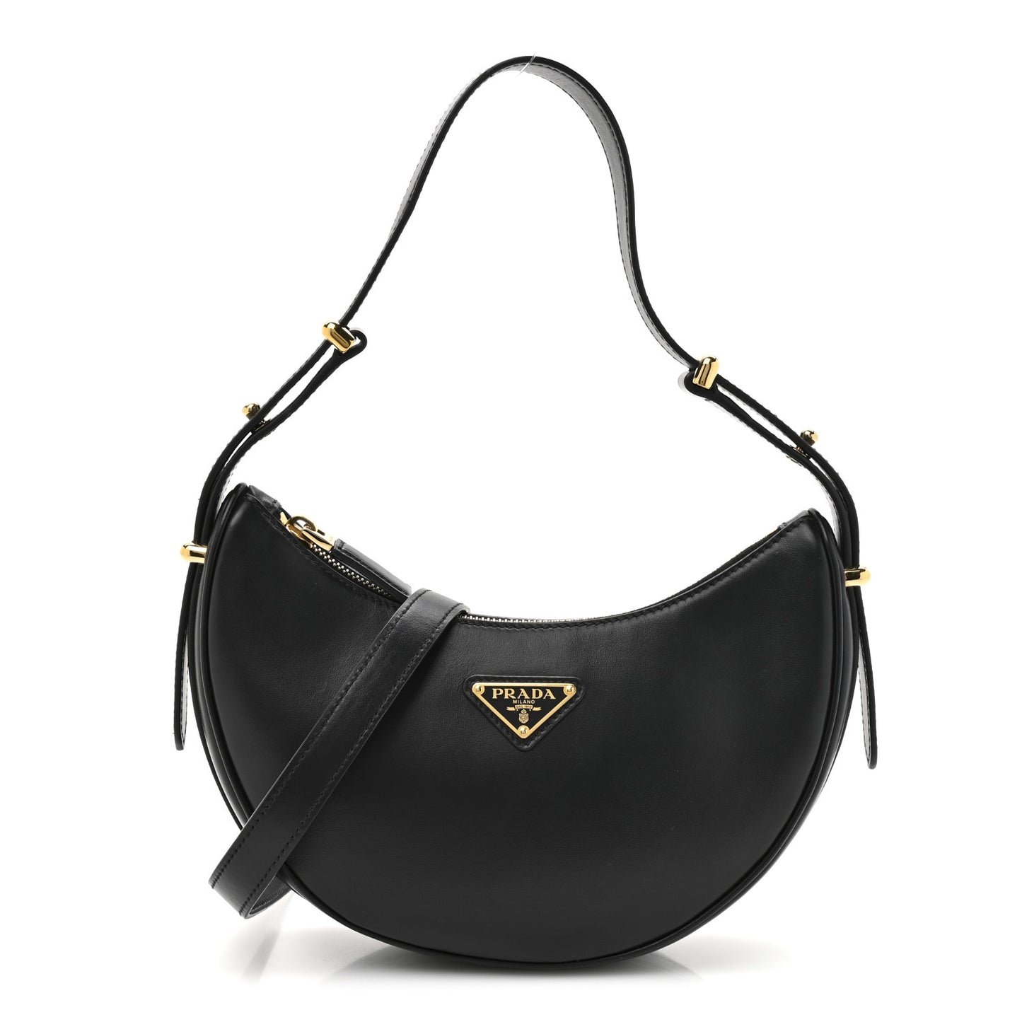 Soft Calfskin Arque Shoulder Bag Black