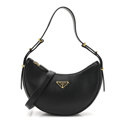 Prada Soft Calfskin Arque Shoulder Bag Black 1 of 10