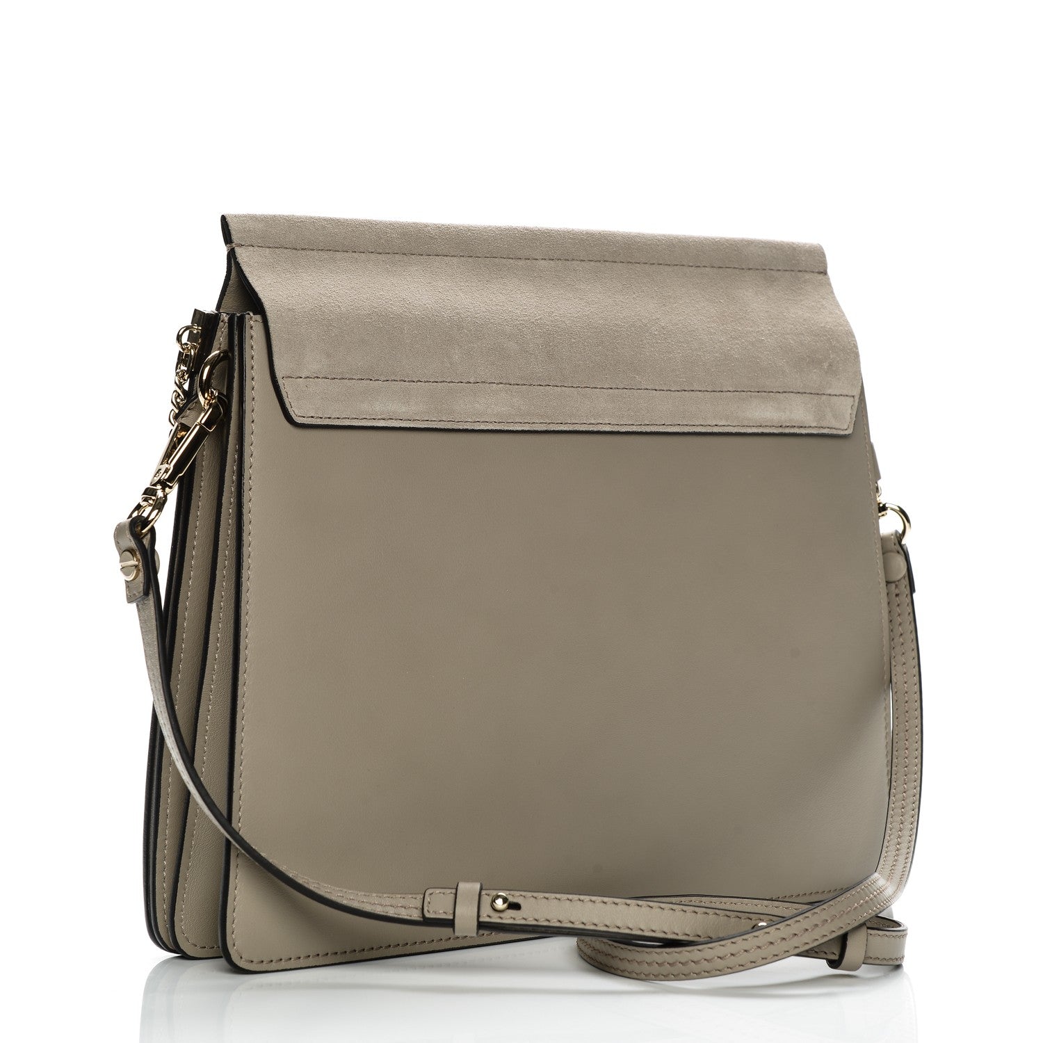 Chloe Calfskin Suede Medium Faye Shoulder Bag Motty Grey 3 of 7