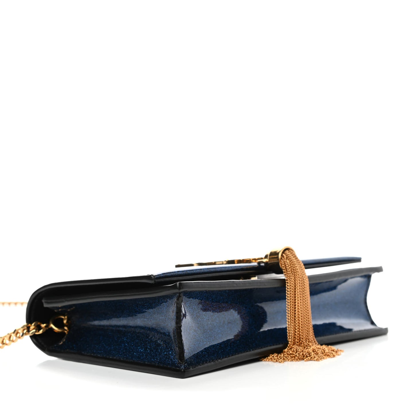 Glitter Small Monogram Kate Tassel Satchel Cobalt