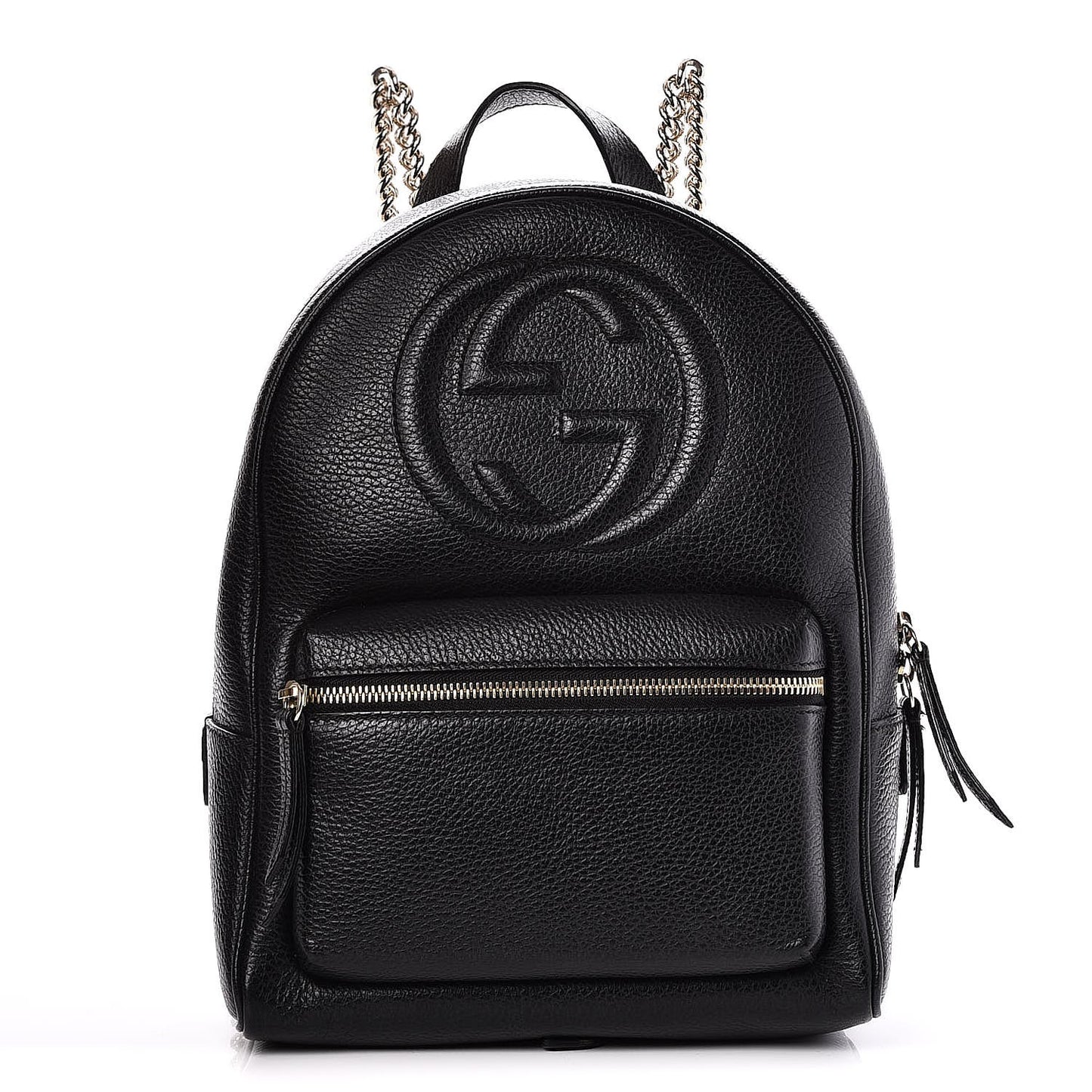 Pebbled Calfskin Soho Chain Backpack Black
