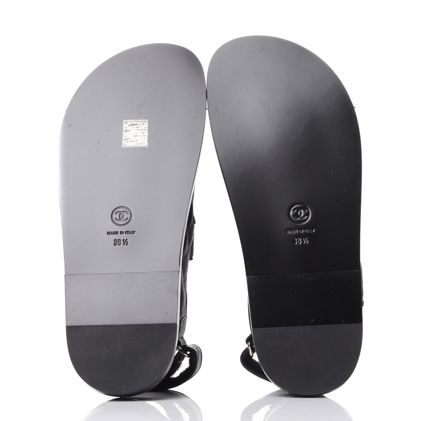 Grained Calfskin Velcro Dad Sandals 38.5 Black