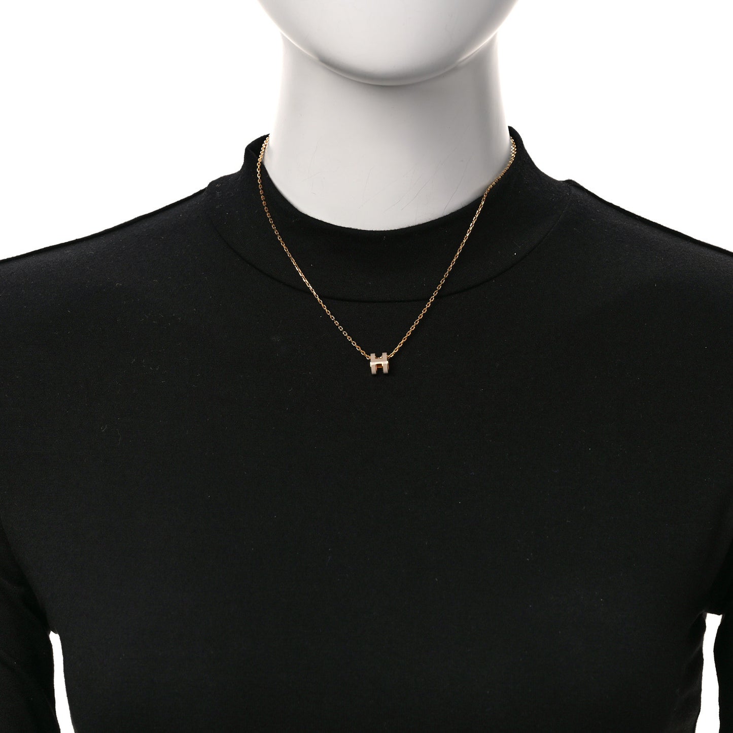 Lacquered Gold Mini Pop H Pendant Necklace Marron Glace