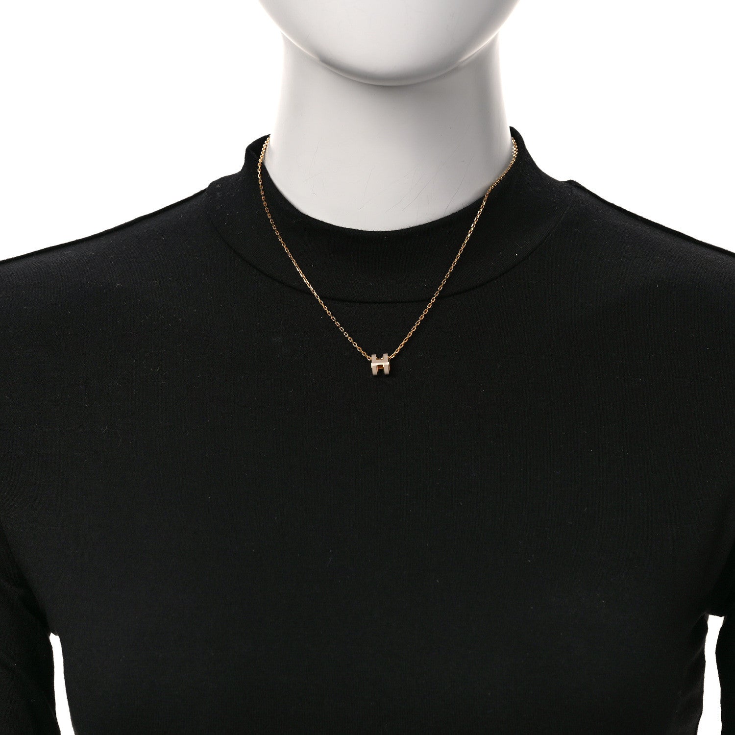 Hermes Lacquered Gold Mini Pop H Pendant Necklace Marron Glace 2 of 3