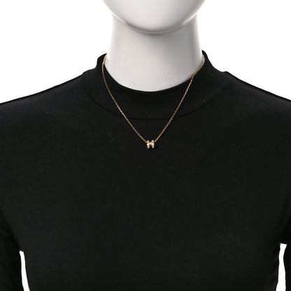 Hermes Lacquered Gold Mini Pop H Pendant Necklace Marron Glace 2 of 3