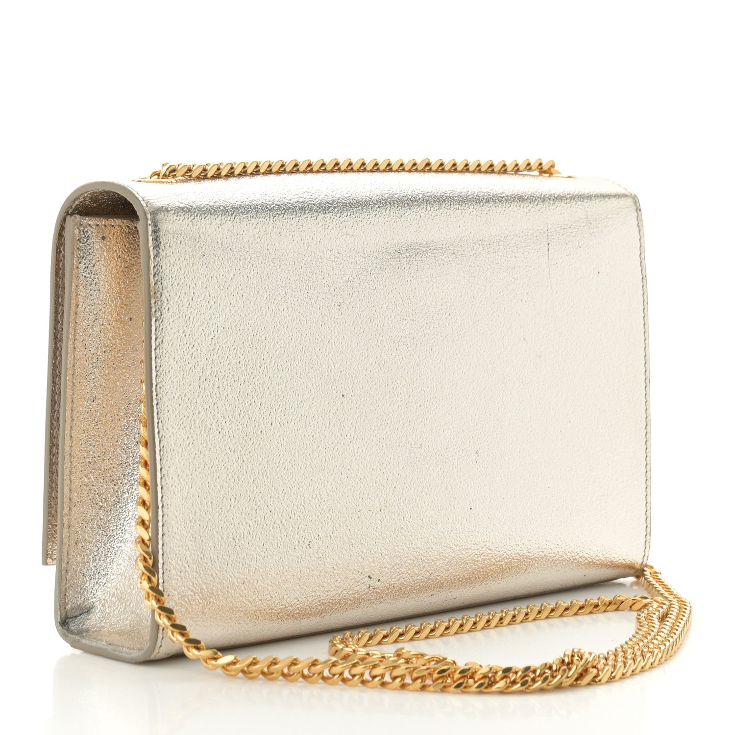 Saint Laurent Metallic Calfskin Medium Classic Monogram Kate Satchel Pale Gold 3 of 9