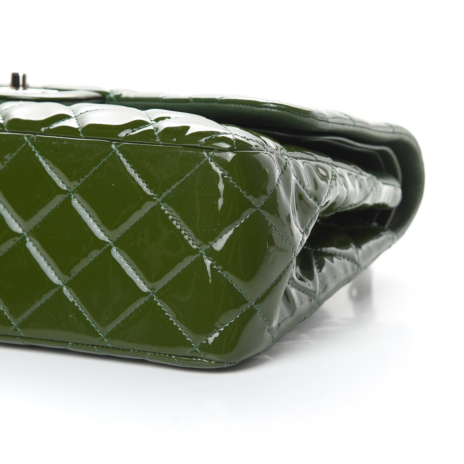 Chanel Patent Calfskin Quilted Jumbo Double Flap Green 11 of 15