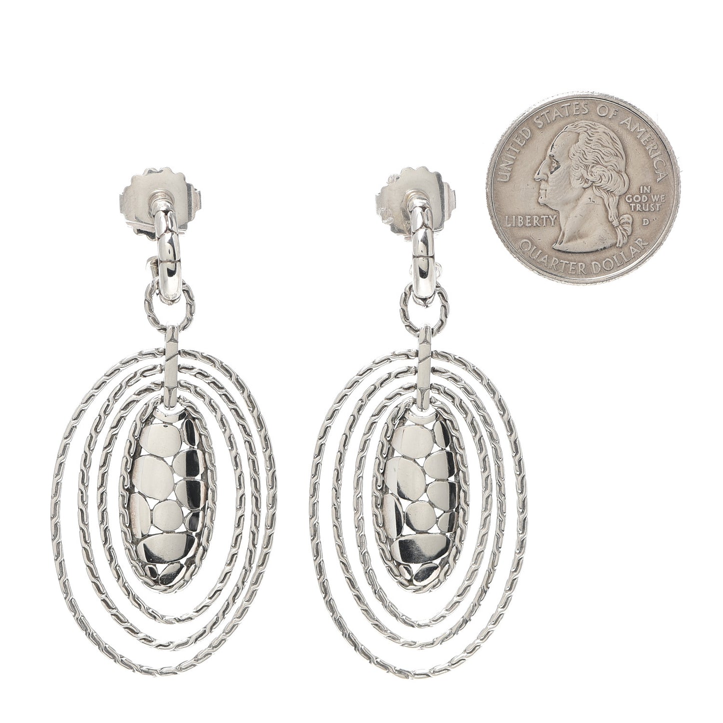 Sterling Silver Zen Kali Oval Drop Earrings