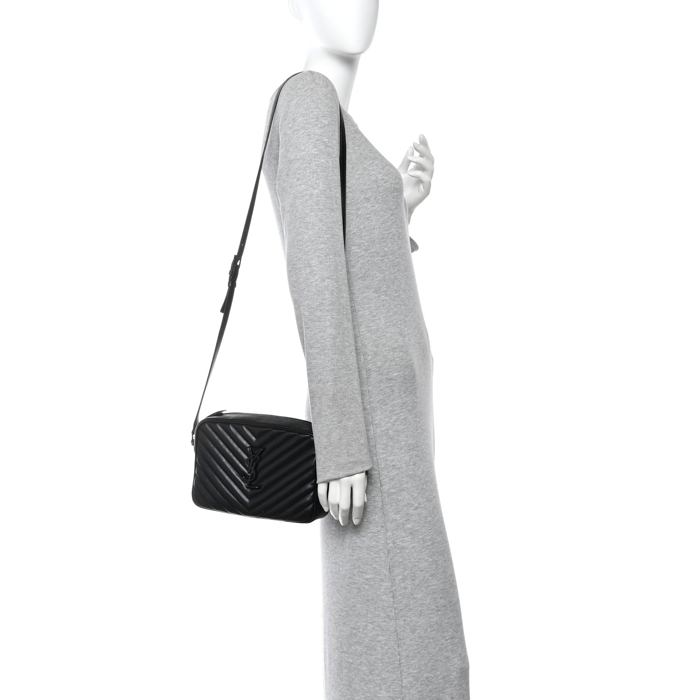Calfskin Matelasse Monogram Monochrome Lou Camera Bag Black
