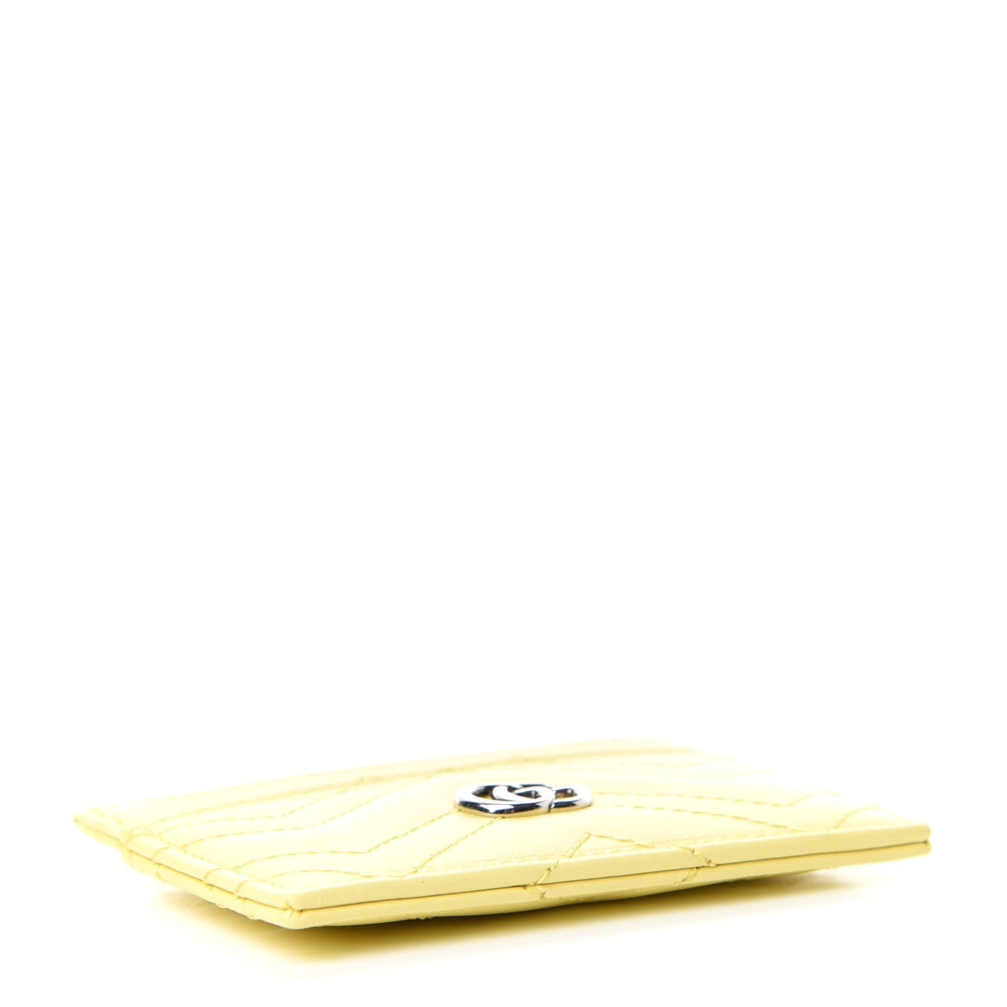 Calfskin Matelasse GG Marmont Card Holder Banana