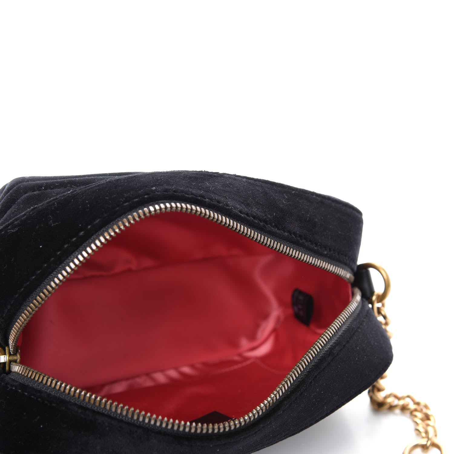 Gucci Velvet Matelasse Small GG Marmont Chain Shoulder Bag Black 5 of 10