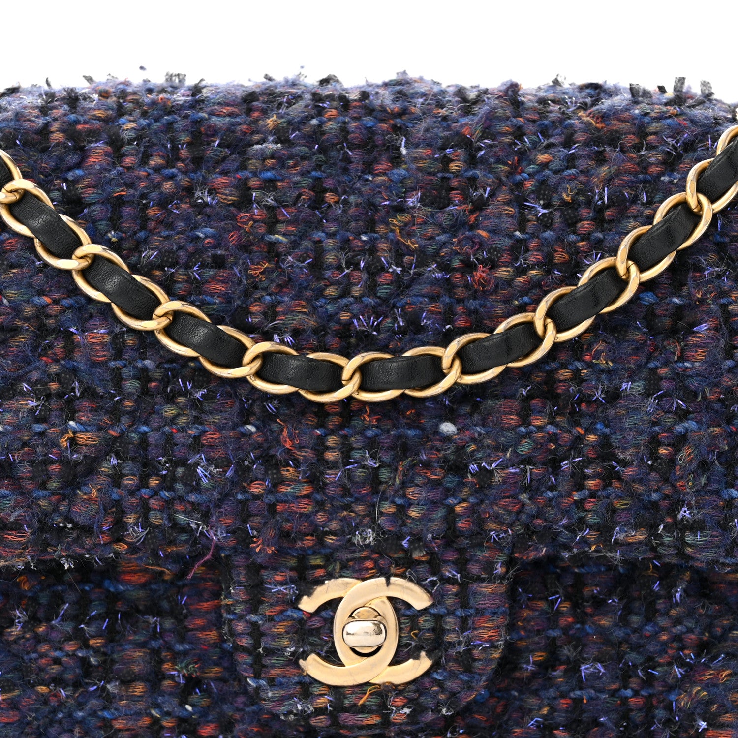 Chanel Tweed Medium Single Flap Navy Multicolor 8 of 11