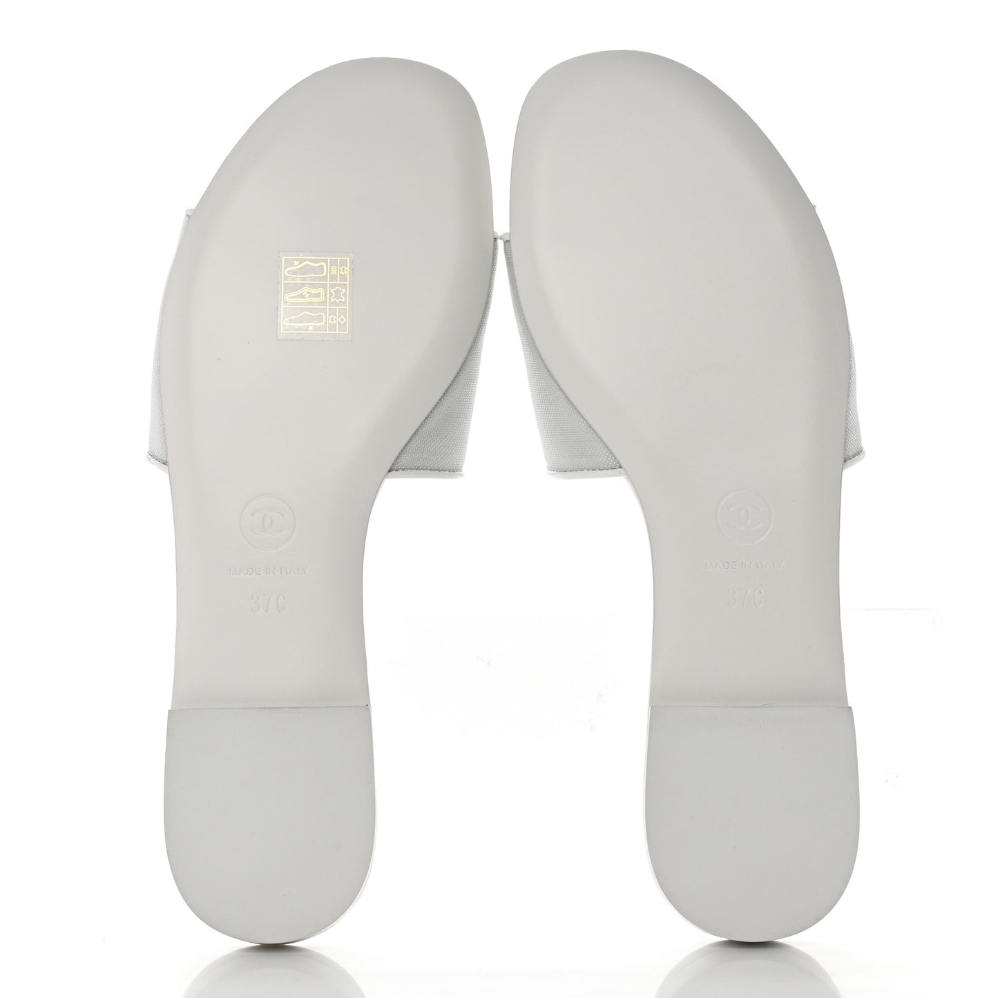 Mesh Patent Calfskin CC Mules 37 White