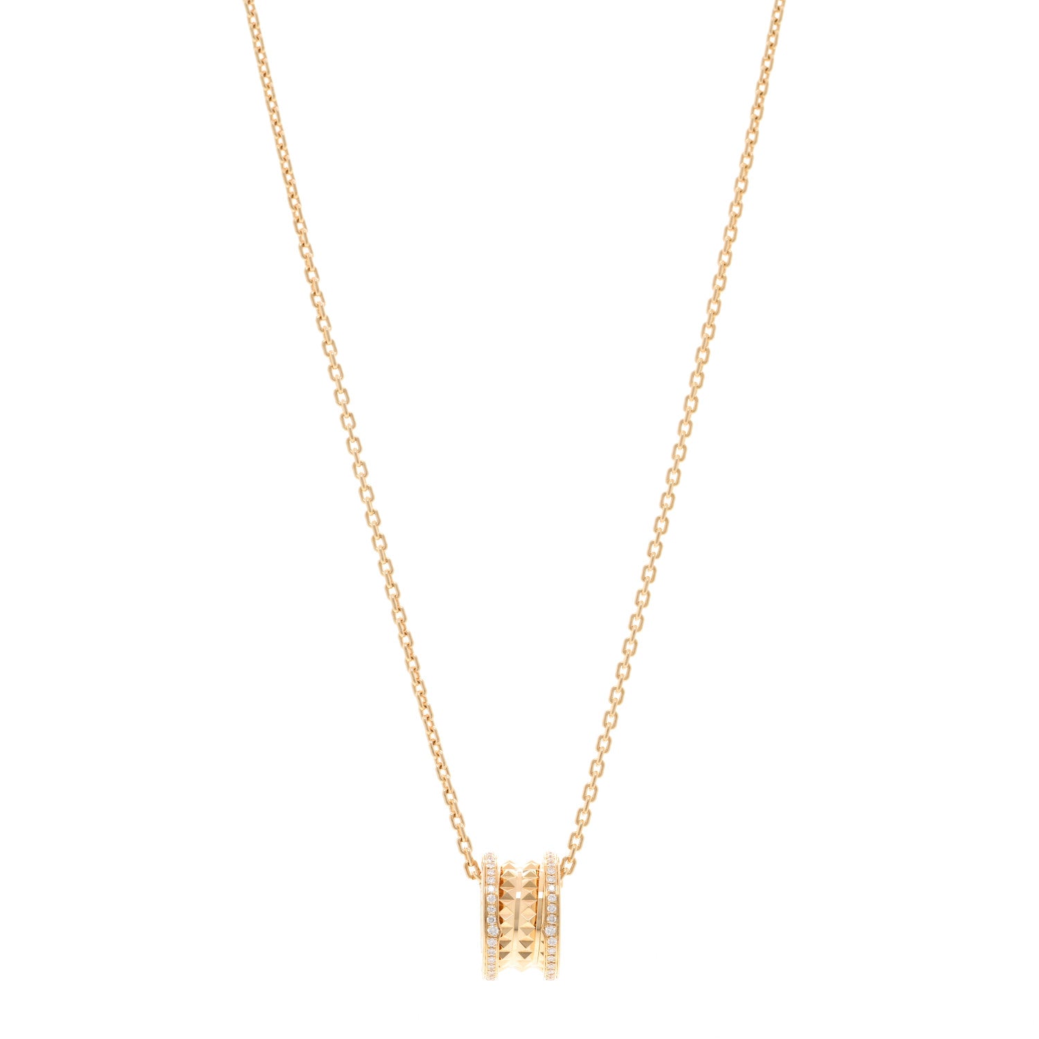 Bulgari 18K Yellow Gold Diamond .38ctw B.Zero1 Rock Pendant Necklace 1 of 5