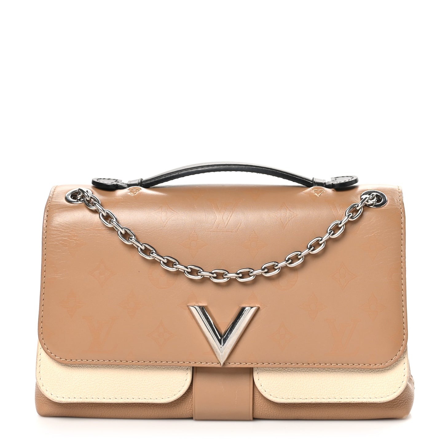 Monogram Cuir Plume Ecume Very Chain Bag Sesame Creme Black