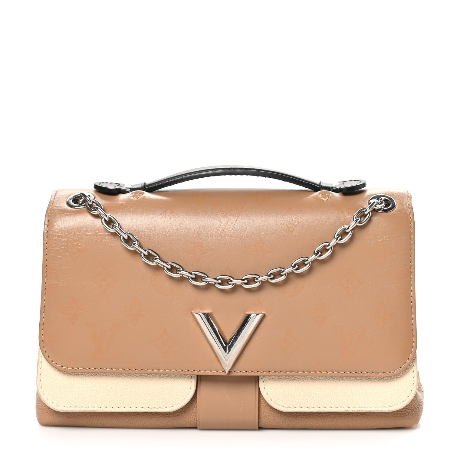 Louis Vuitton Monogram Cuir Plume Ecume Very Chain Bag Sesame Creme Black 1 of 12