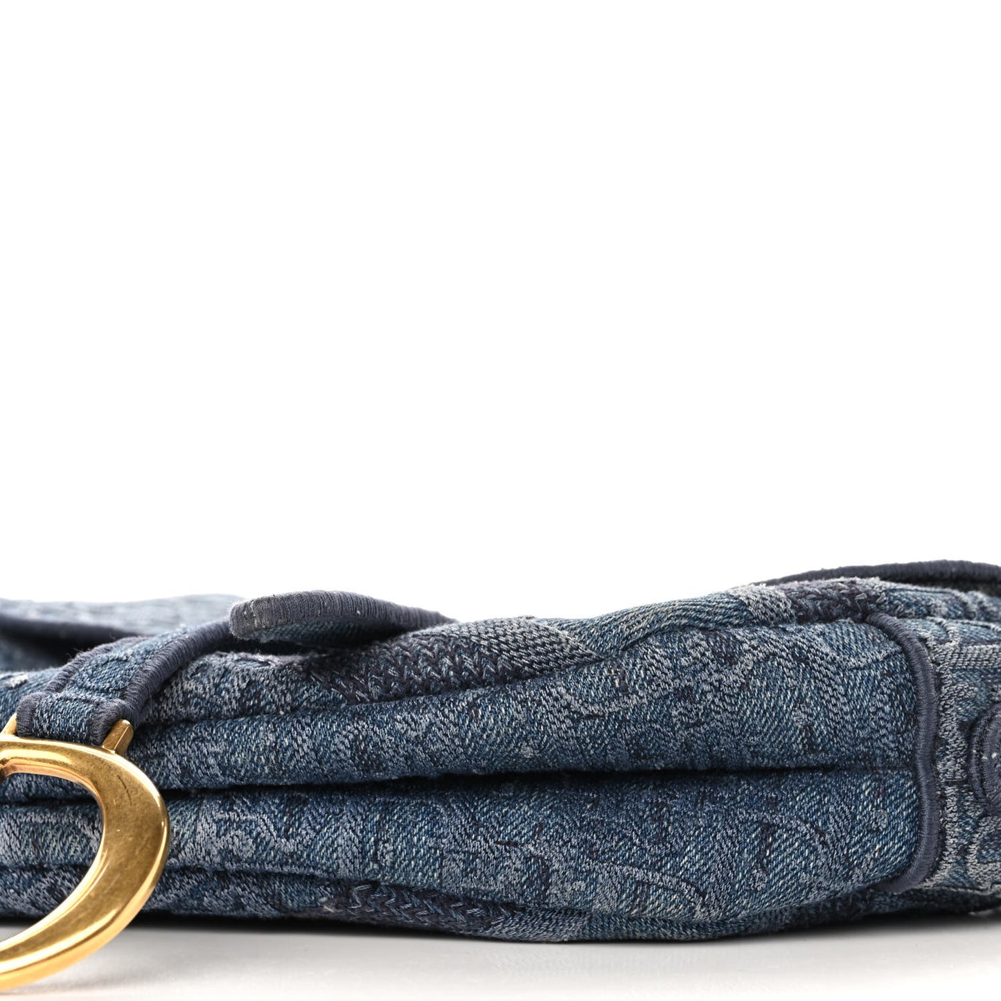 Oblique Embroidered Saddle Bag Denim Blue