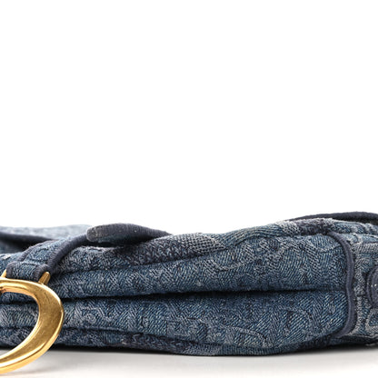 Christian Dior Oblique Embroidered Saddle Bag Denim Blue 10 of 10
