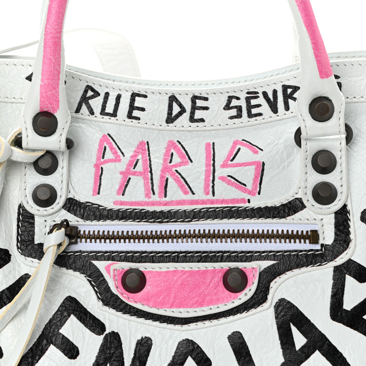 Balenciaga Agneau Graffiti All Over Classic Hardware S City White Multicolor 10 of 12