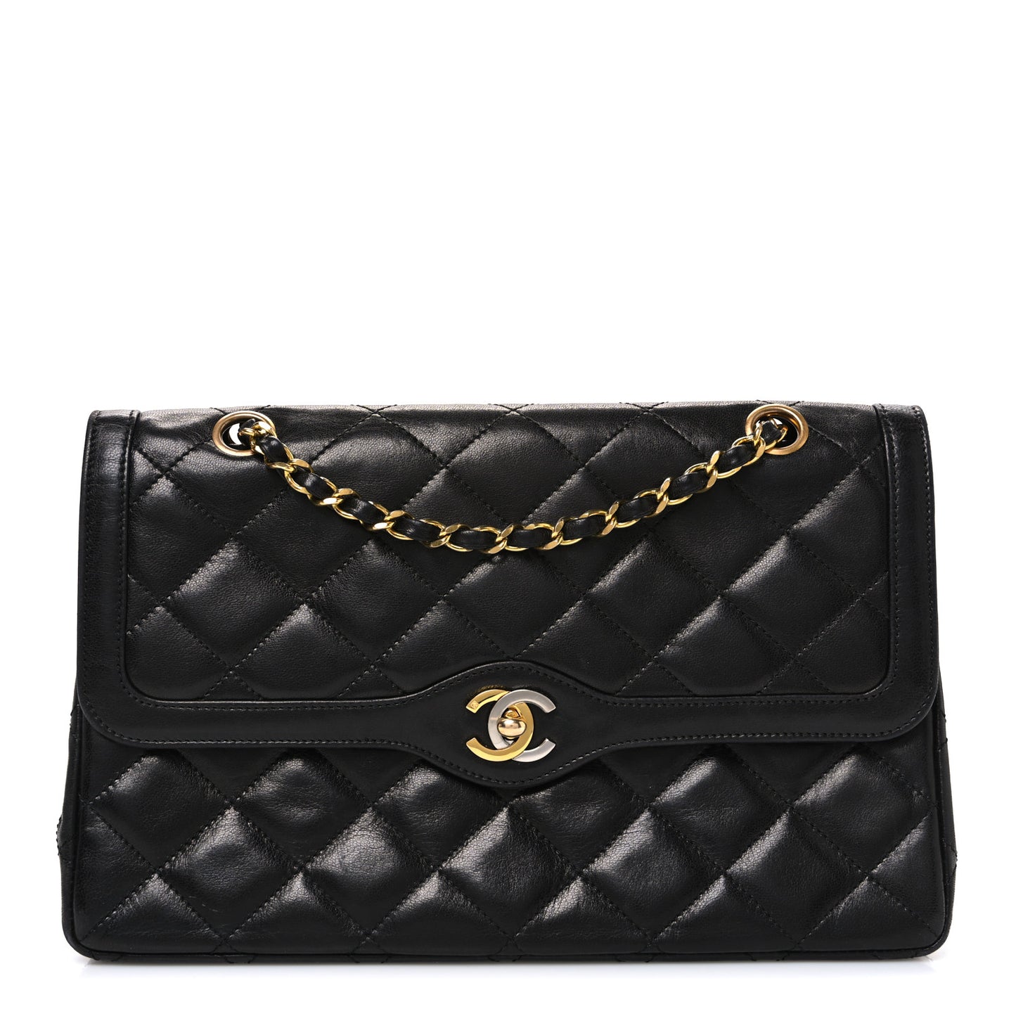 Lambskin Quilted Medium Single Flap Black