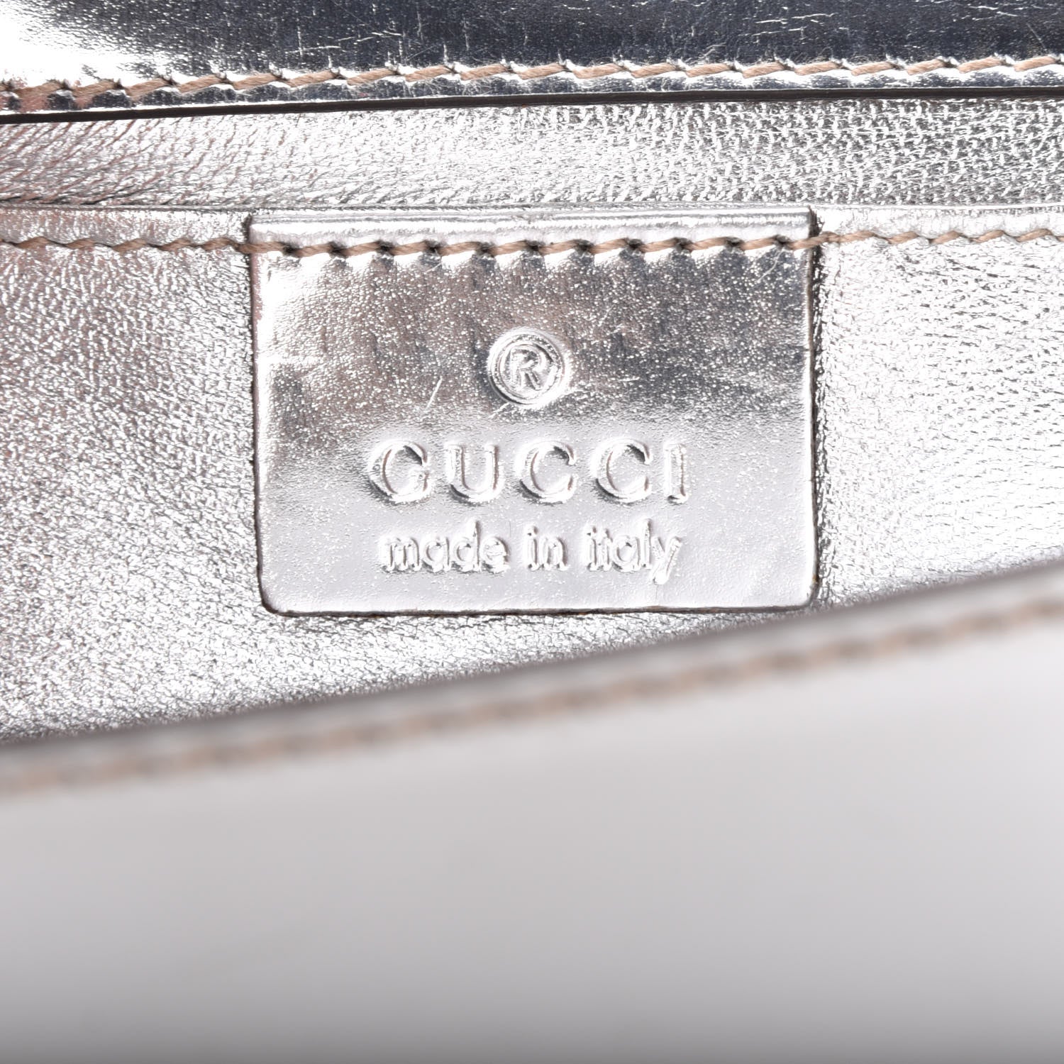 Gucci Metallic Calfskin Mirror Clutch Silver 6 of 7
