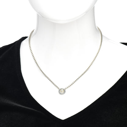David Yurman Sterling Silver 14K Yellow Gold Pearl 12mm Cookie Pendant Necklace 2 of 4