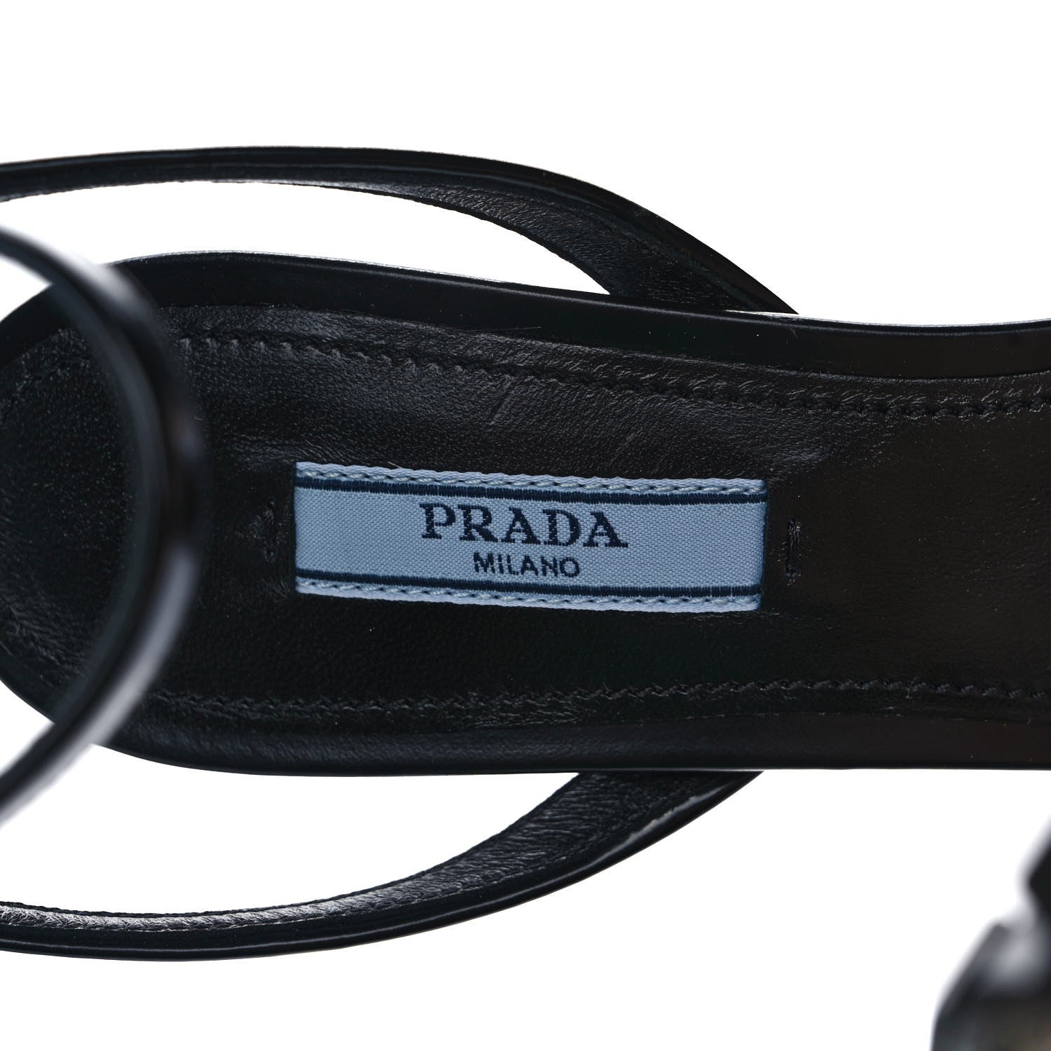 Prada Spazzolato Metal Triangle Logo Ankle Strap 55mm Sandals 37 Black 7 of 8