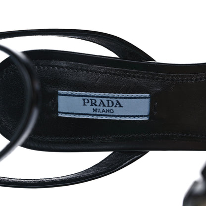 Prada Spazzolato Metal Triangle Logo Ankle Strap 55mm Sandals 37 Black 7 of 8
