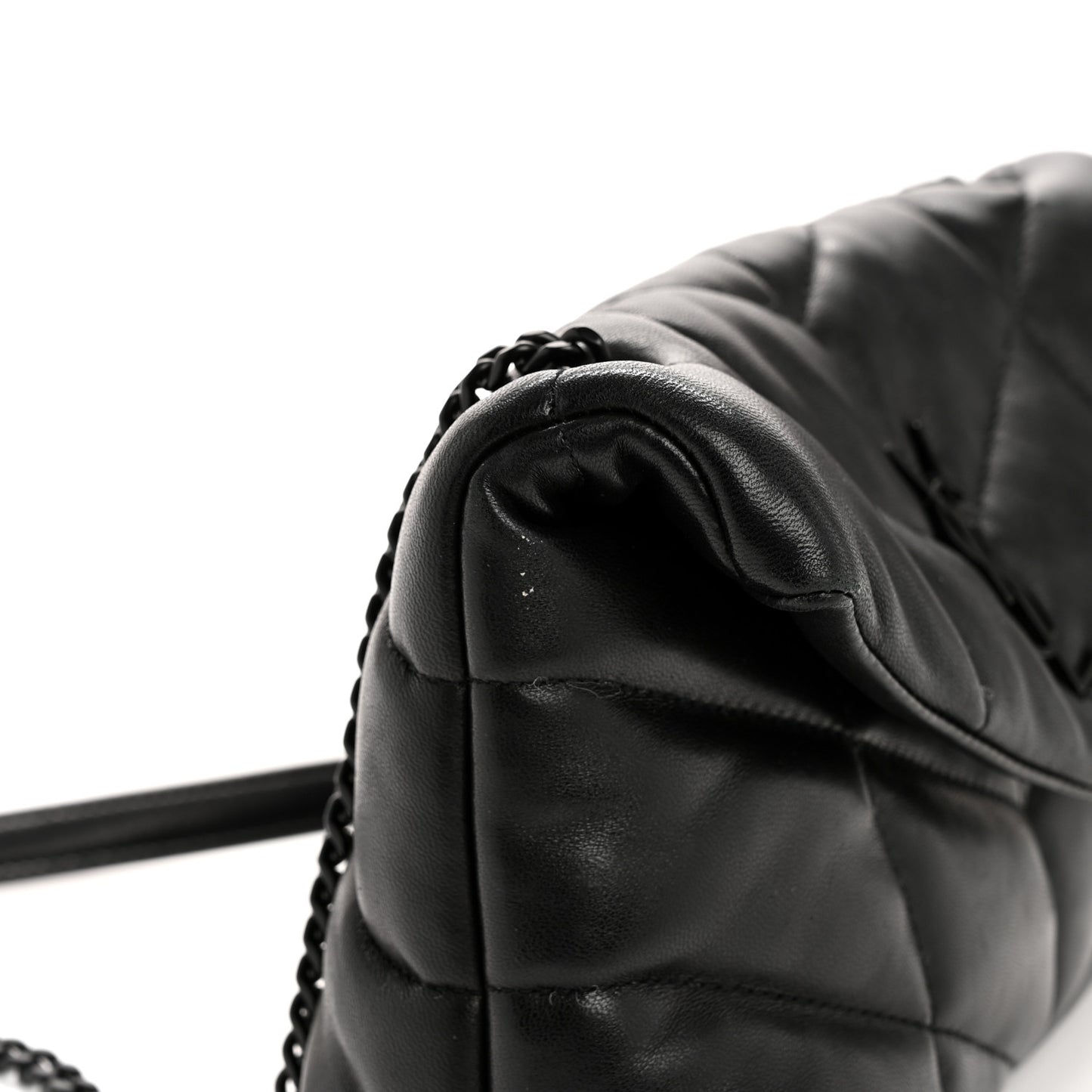 Lambskin Quilted Toy Loulou Puffer Monogram Monochrome Chain Satchel Black