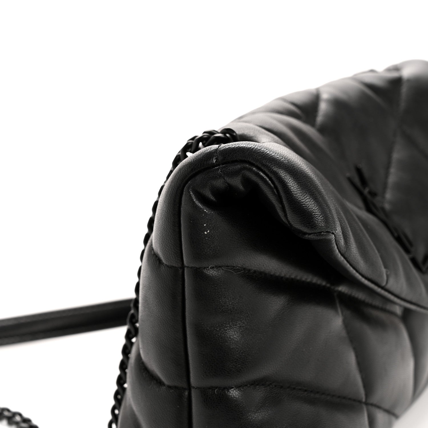 Saint Laurent Lambskin Quilted Toy Loulou Puffer Monogram Monochrome Chain Satchel Black 13 of 13