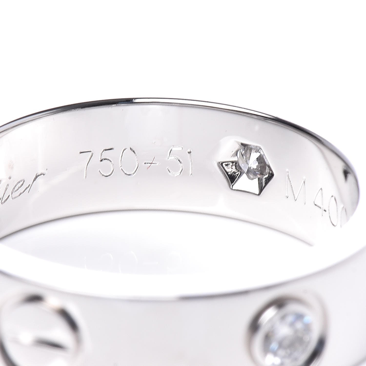Cartier 18K White Gold 3 Diamond 5.5mm LOVE Ring 51 5.75 5 of 8