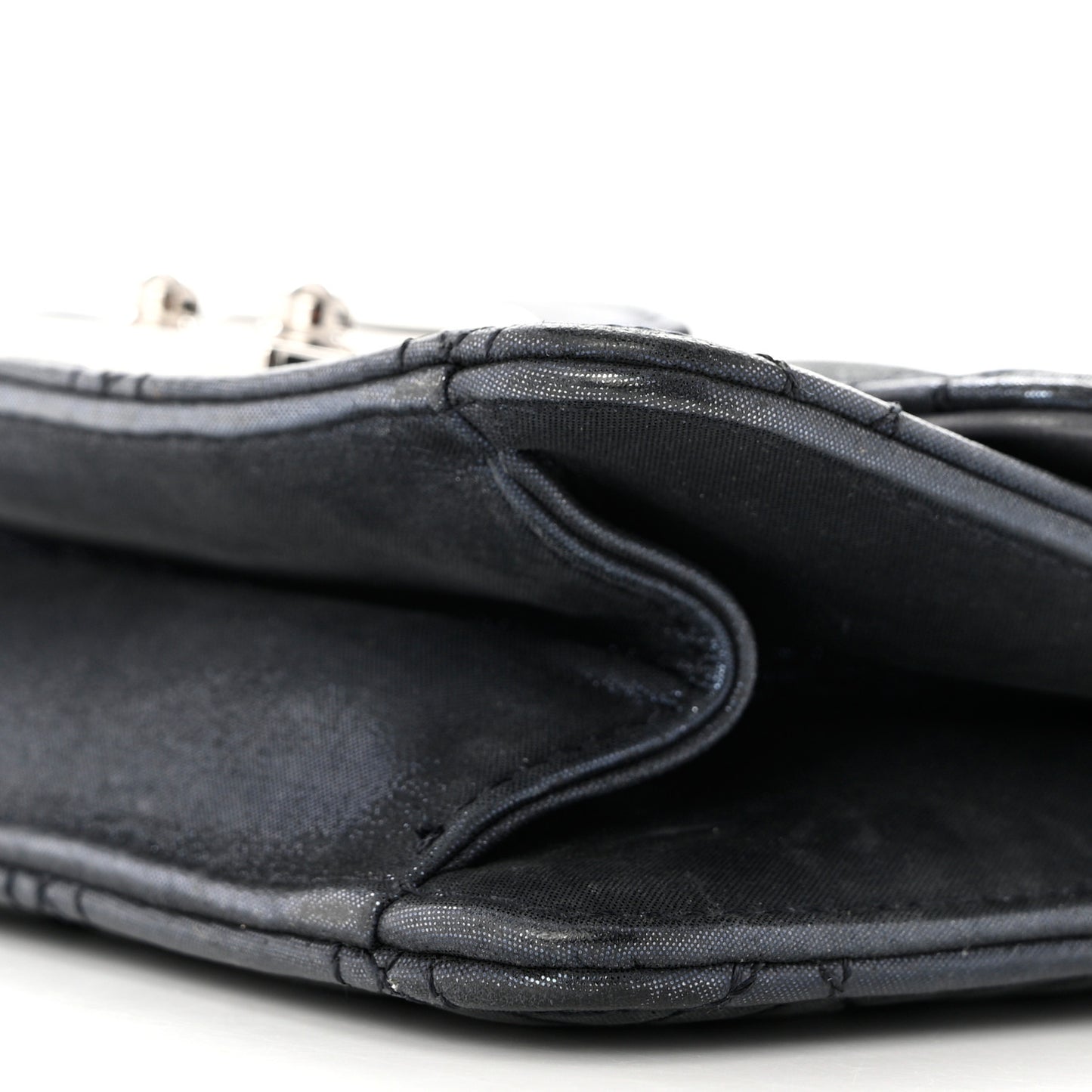 Metallic Calfskin Cannage Miss Dior Promenade Pouch Black