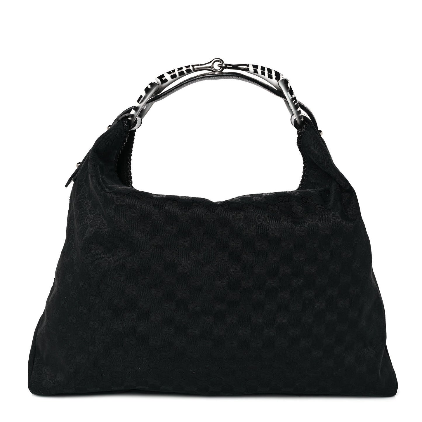 Monogram Large Zebra Horsebit Chain Hobo Black