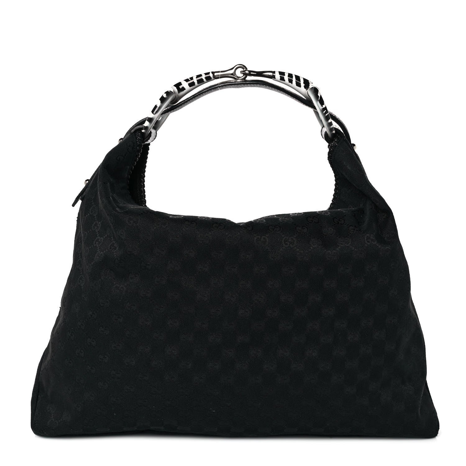 Gucci Monogram Large Zebra Horsebit Chain Hobo Black 1 of 10