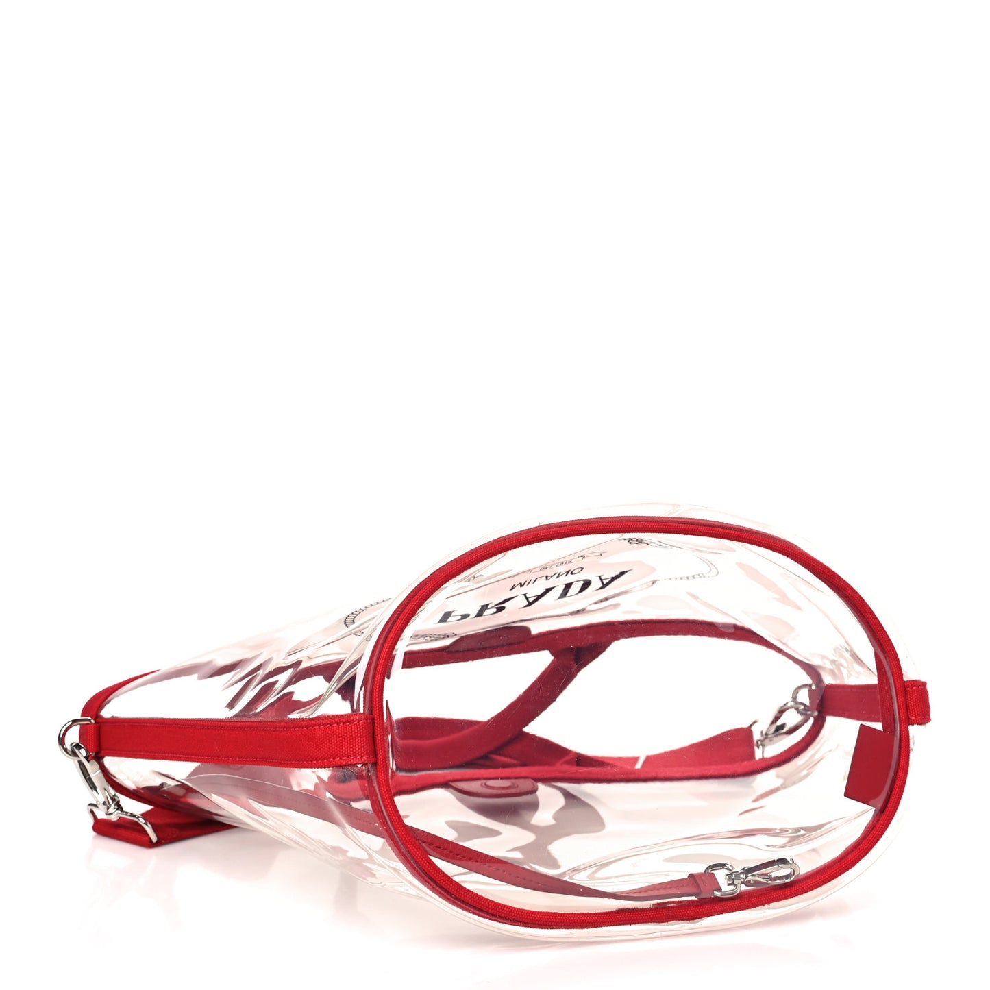 Plexiglass Calfskin Small Shopper Tote Rosso