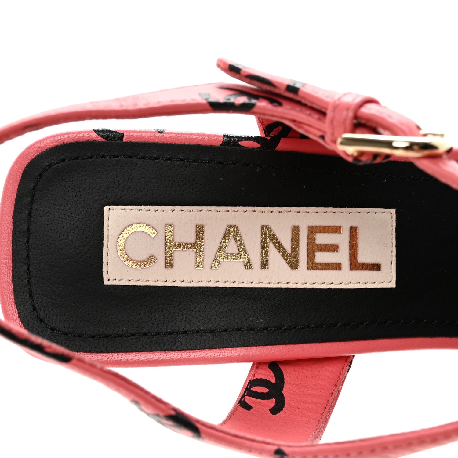 Chanel Printed Lambskin Coco Beach Sandals 40 Pink Black 8 of 10