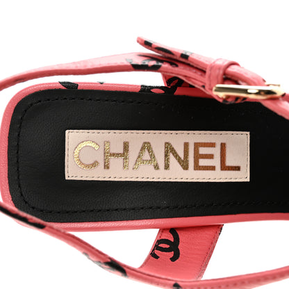 Chanel Printed Lambskin Coco Beach Sandals 40 Pink Black 8 of 10