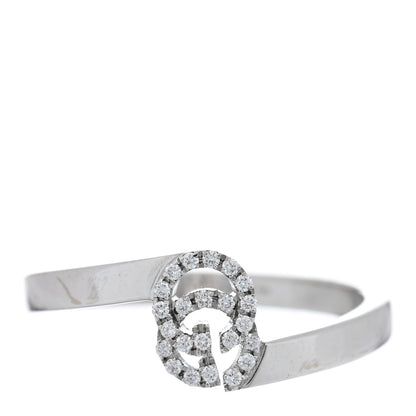 Gucci 18K White Gold Diamond Running G Ring 49 4.75 1 of 5
