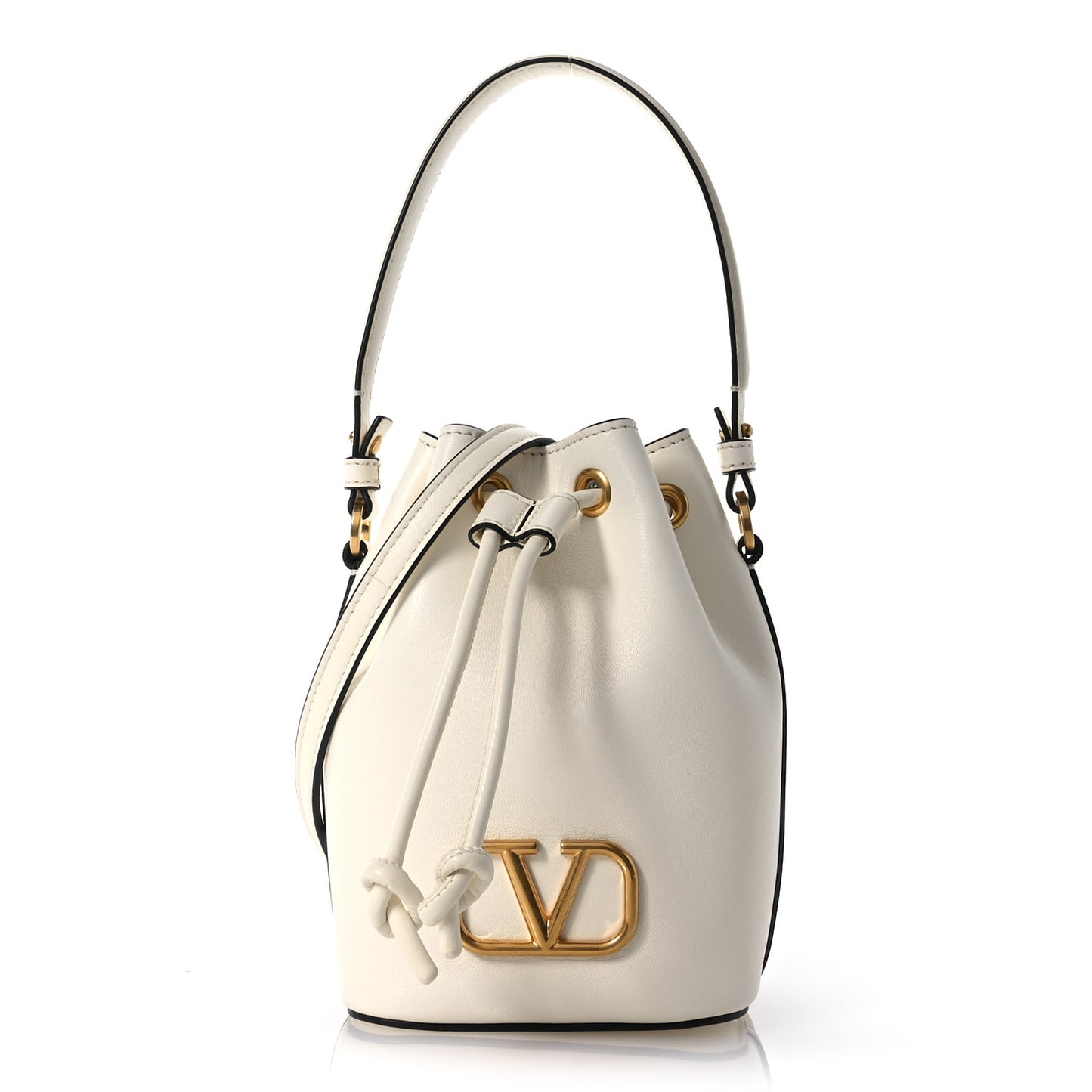 Nappa Mini VLogo Signature Bucket Bag Light Ivory